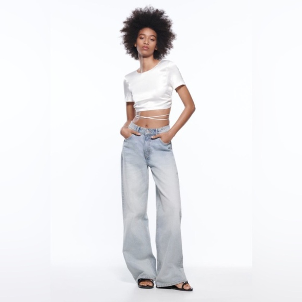 New Zara Tags Attached Crop Top Open Back Size Small